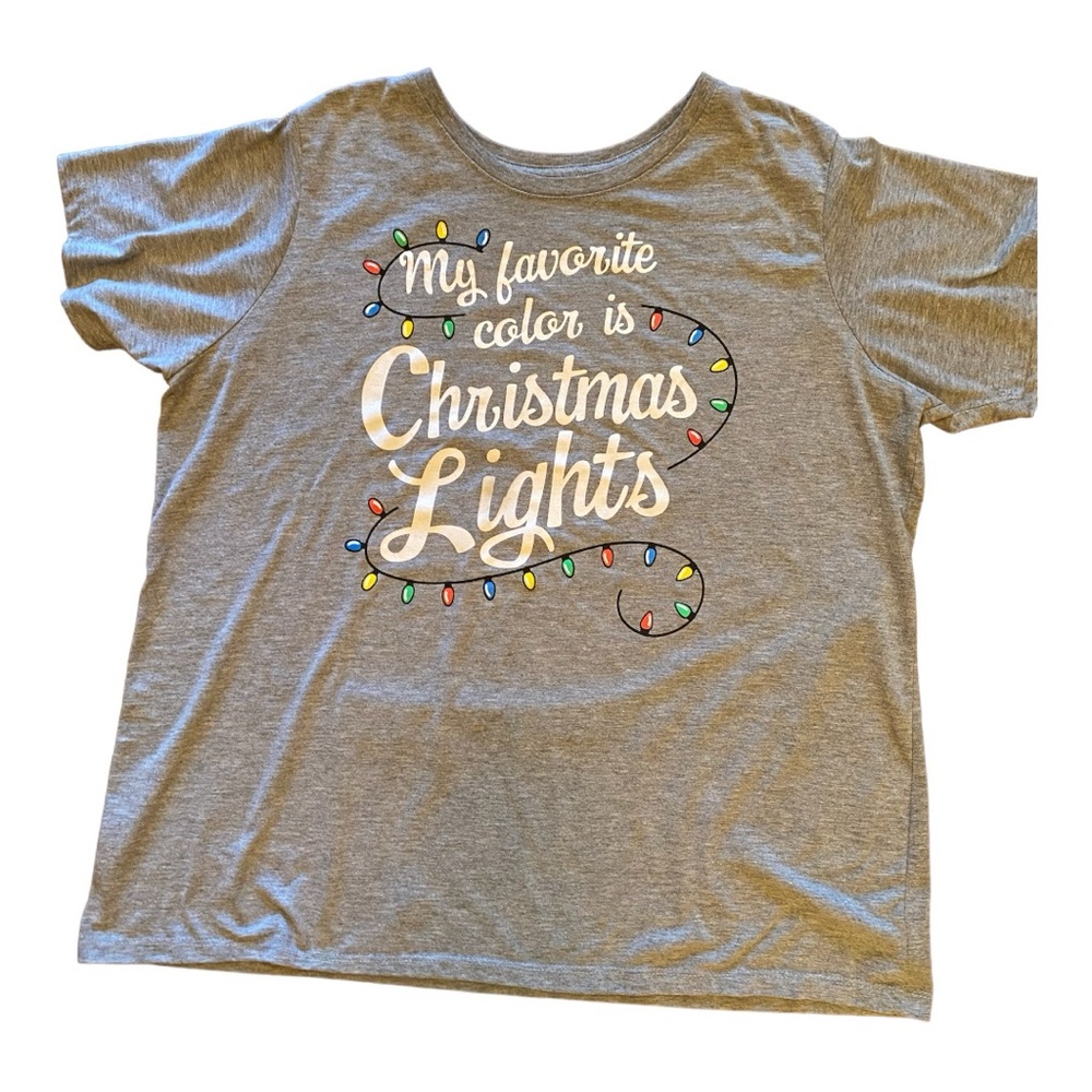 Women’s tee sz 1X 16/18 gray My Favorite Color Is Christmas Lights Very soft EUC - Picture 2 of 6